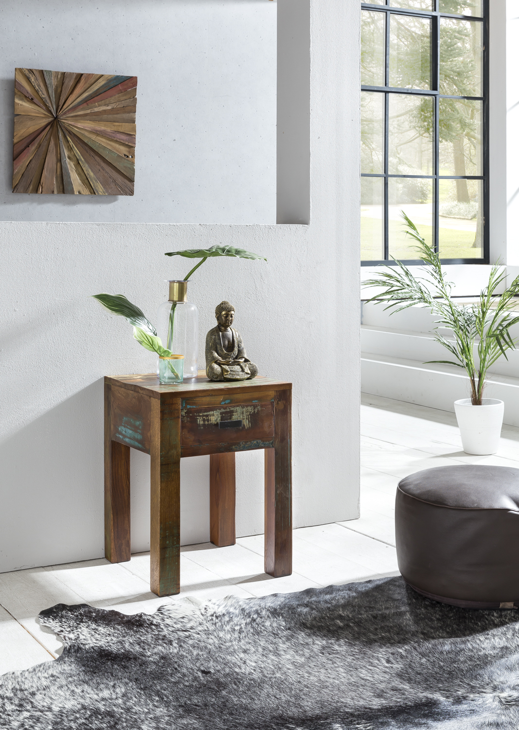 FineBuy Nachttisch KALKUTTA aus Mango Massivholz im Shabby Chic Design mit Schublade – kleiner Beistelltisch fürs Schlafzimmer oder Wohnzimmer, handgefertigte Nachtkonsole – 40x40x55 cm | Farbe: Braun FineBuy Nachttisch KALKUTTA aus Mango Massivholz im Shabby Chic Design mit Schublade – kleiner Beistelltisch fürs Schlafzimmer oder Wohnzimmer, handgefertigte Nachtkonsole – 40x40x55 cm | Farbe: Braun