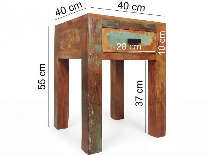 Nachttisch Massivholz Shabby Chic Schublade kleiner Beistelltisch Nachtkonsole – Maßzeichnung