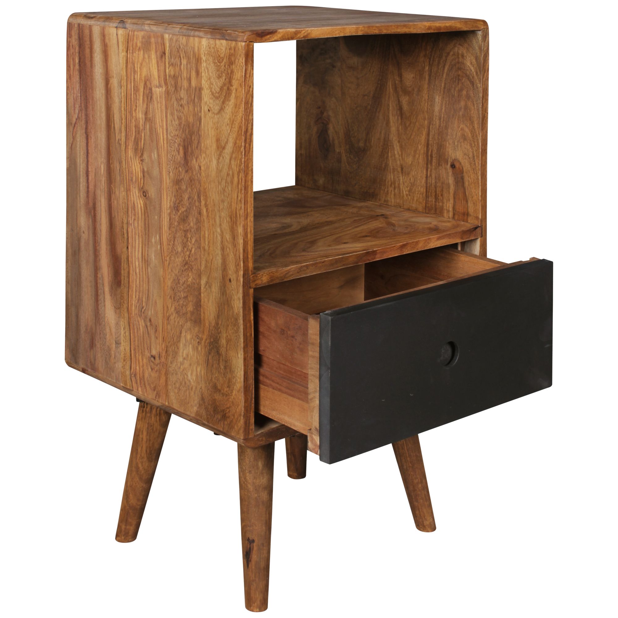 Retro Nachtkonsole + Schub Nachtschrank Holz Nachtkästchen Nachttisch Boxspring – Ansicht 5