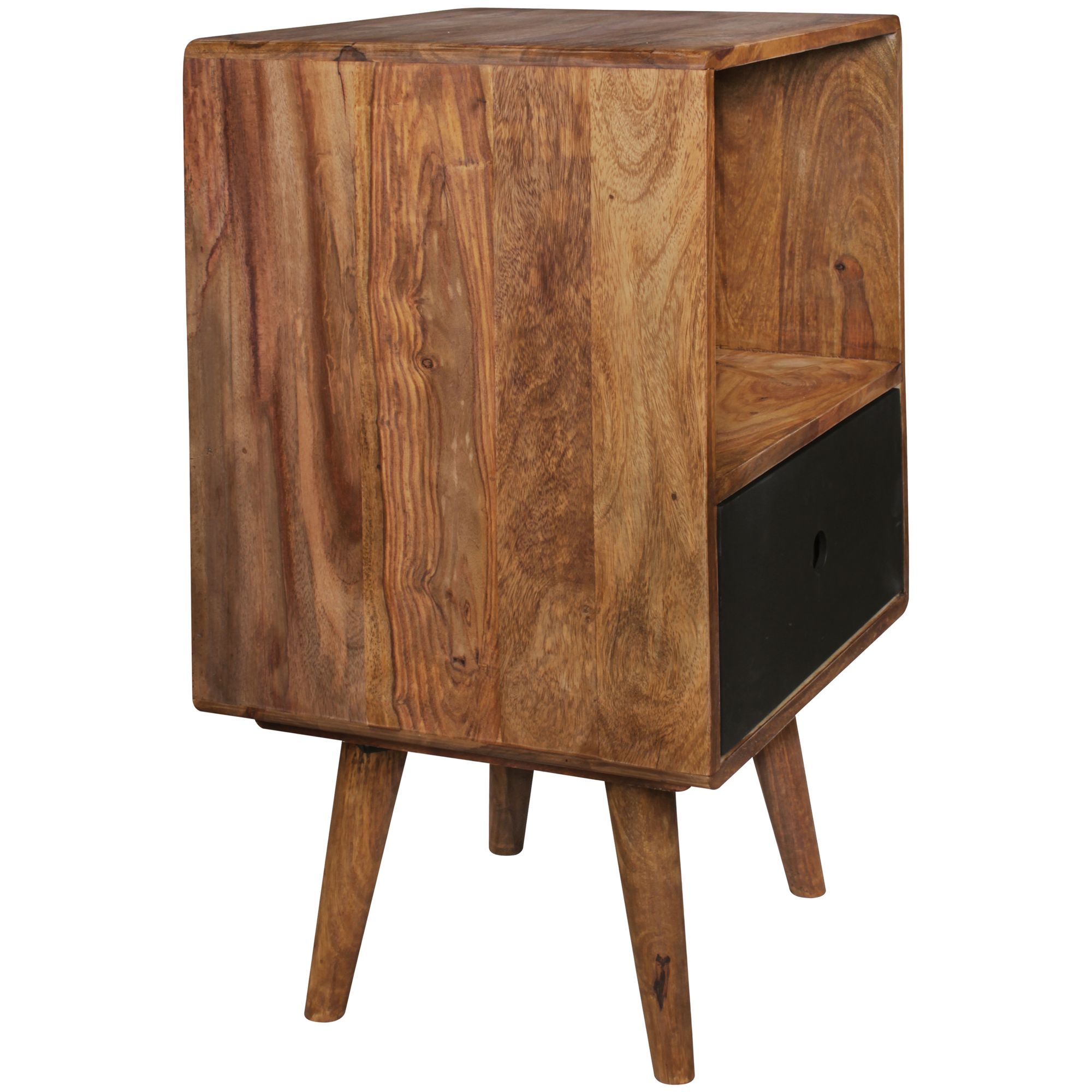 Retro Nachtkonsole + Schub Nachtschrank Holz Nachtkästchen Nachttisch Boxspring – Ansicht 6
