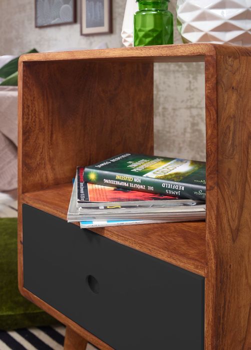 Retro Nachtkonsole + Schub Nachtschrank Holz Nachtkästchen Nachttisch Boxspring – Maßzeichnung