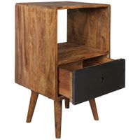 Retro Nachtkonsole + Schub Nachtschrank Holz Nachtkästchen Nachttisch Boxspring – Ansicht 5