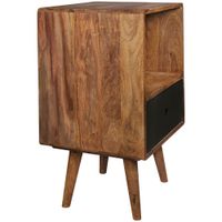 Retro Nachtkonsole + Schub Nachtschrank Holz Nachtkästchen Nachttisch Boxspring – Ansicht 6