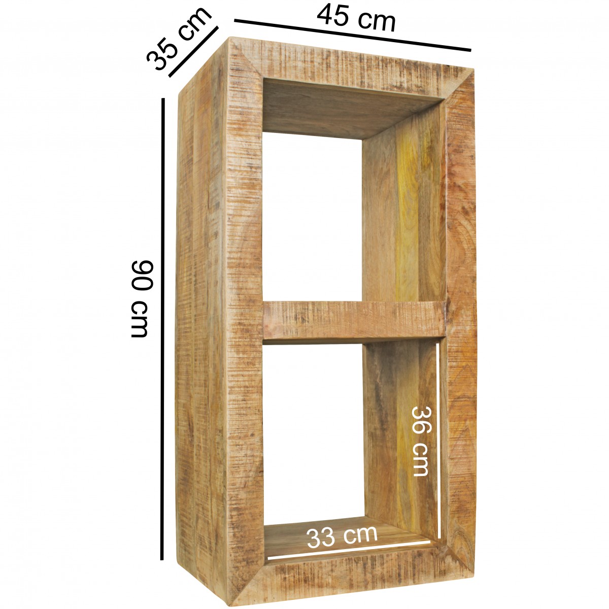 FineBuy Kleines Standregal 45 x 35 x 90 cm Abstellregal Mango Massiv-Holz, Ablagetisch Telefontisch Diele Flur Gang Klein, Steh-Regal Bodenregal Natur Schlafzimmer Standregal Küche Wohnzimmer | Farbe: Braun