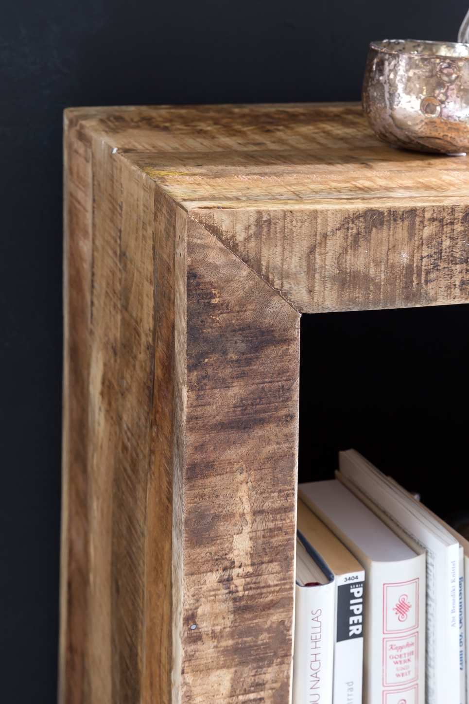 FineBuy Kleines Standregal 45 x 35 x 90 cm Abstellregal Mango Massiv-Holz, Ablagetisch Telefontisch Diele Flur Gang Klein, Steh-Regal Bodenregal Natur Schlafzimmer Standregal Küche Wohnzimmer | Farbe: Braun