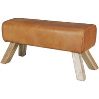 Sitzbank Turnbock Cognac Echtleder Lederhocker Sprinbock Hocker Garderobenbank – Ansicht 5