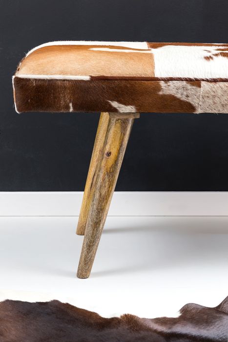 Sitzbank gepolstert 120cm Ziegenfell Garderobenbank Design Flurbank Bettbank – Maßzeichnung
