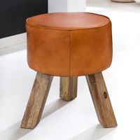 FineBuy Sitzhocker FB45553 Holz 37x45x37 cm Modern Design Hocker mit Leder – Ansicht 1
