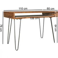 FineBuy Schreibtisch 110x60 cm Bürotisch Laptoptisch Massiv Holztisch Sheesham – Ansicht 3