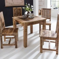 Esstisch quadratisch 80cm Massivholz Esszimmertisch rustikal Küchentisch massiv – Ansicht 1