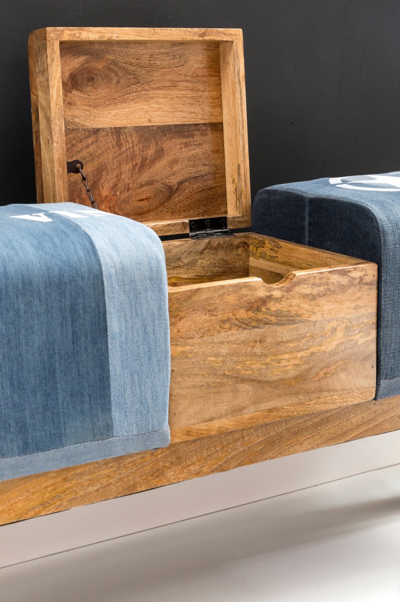 FineBuy Design Turnbock Sitzbank Aufbewahrungsfach 120 x 29 x 53cm, Turnhocker Bank Klappfach, Hocker Garderobenbank Sitzhocker Turnbank | Farbe: Braun