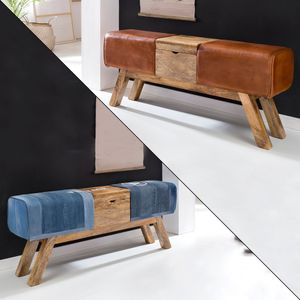 SV45602 FineBuy Design Turnbock Sitzbank Aufbewahrungsfach 120 x 29 x 53cm, Turnhocker Bank Klappfach, Hocker Garderobenbank Sitzhocker Turnbank