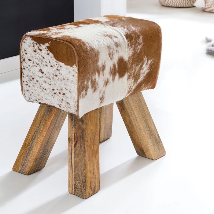 Design Sitzhocker Springbock Fußhocker Turnhocker Turnbock Pferd Leder Jeans