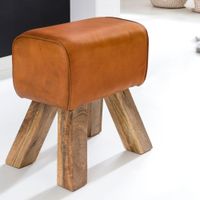 Design Sitzhocker Springbock Fußhocker Turnhocker Turnbock Pferd Leder Jeans – Ansicht 1