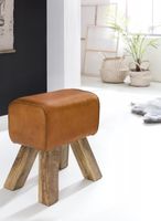Design Sitzhocker Springbock Fußhocker Turnhocker Turnbock Pferd Leder Jeans – Ansicht 2