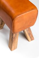 Design Sitzhocker Springbock Fußhocker Turnhocker Turnbock Pferd Leder Jeans – Ansicht 4