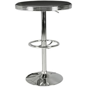 FB45665 FineBuy American Diner Bartisch rund Ø 60 cm Aluminium Kunstlederbezug, Retro Stehtisch USA Schwarz/Silber, Robuster Bistrotisch 50er Jahre, Partytisch mit Untergestell aus verchromtem Alu