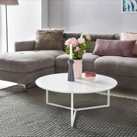 Couchtisch 80cm Rund Weiß Matt Design Wohnzimmertisch Sofa Beistell Tisch – Ansicht 1