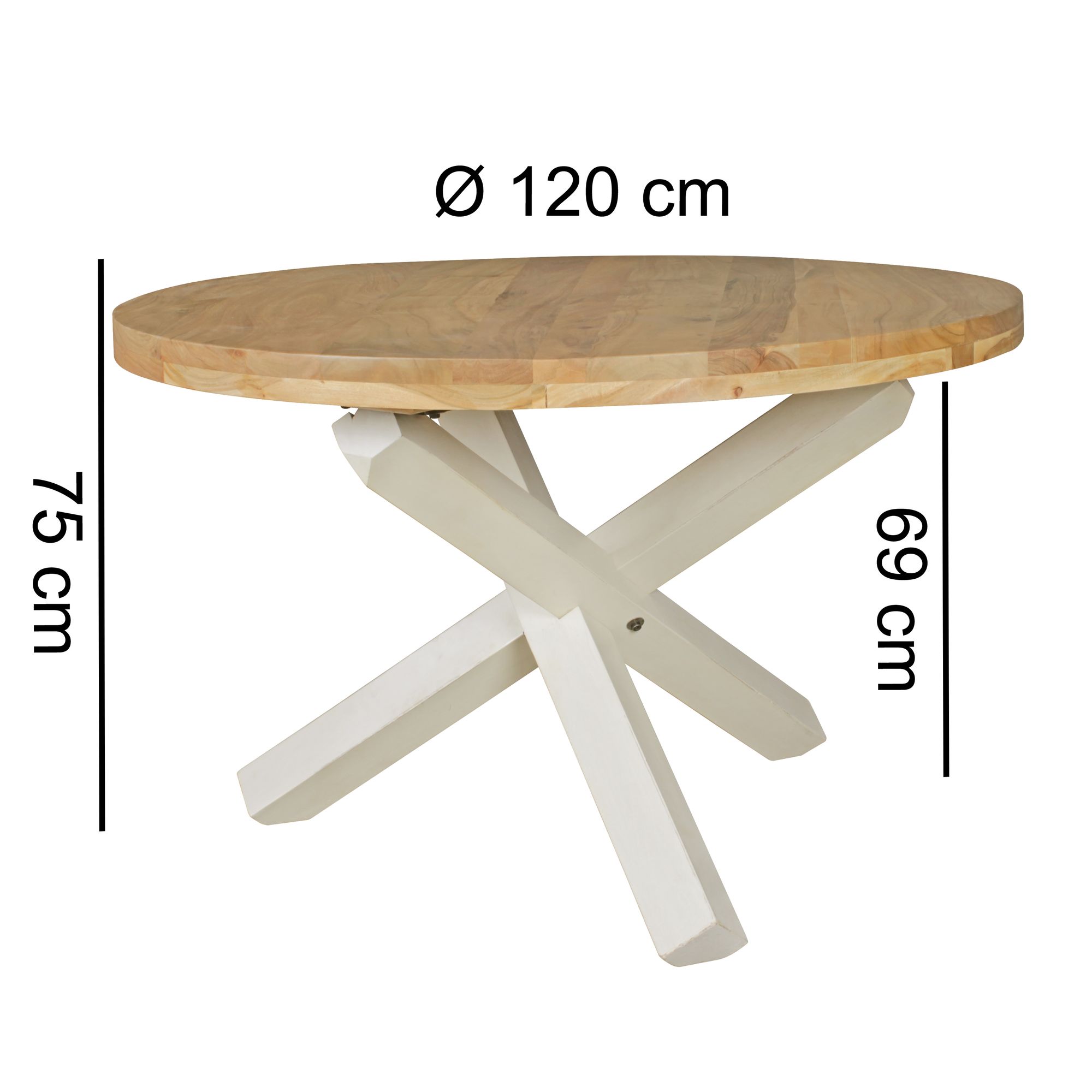 Esstisch rund Ø120cm Massivholz Design Esszimmertisch für 4 Personen Küchentisch – Ansicht 3