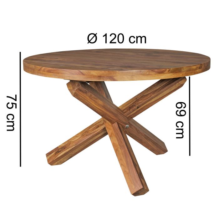 Esstisch rund Ø120cm Massivholz Design Esszimmertisch für 4 Personen Küchentisch – Maßzeichnung