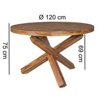 Esstisch rund Ø120cm Massivholz Design Esszimmertisch für 4 Personen Küchentisch – Ansicht 3