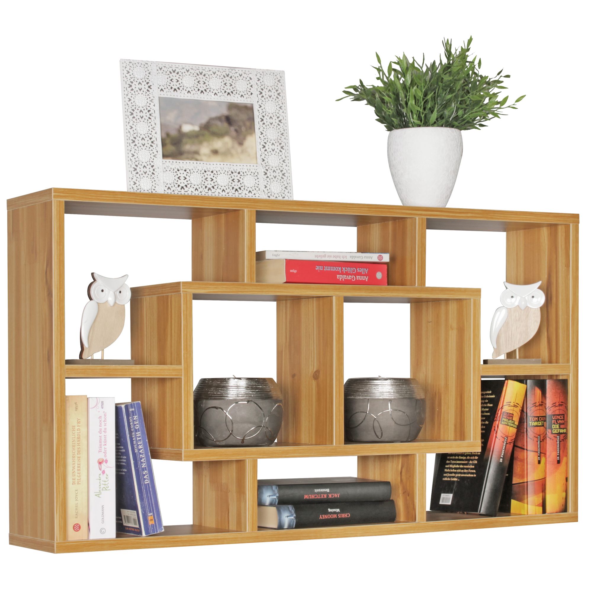 FineBuy Wandregal PAOLA 85 x 47,5 x 16 cm MDF-Holz Hängeregal modern, Design Wandboard freischwebend, Holzregal offen zum Hängen | Farbe: Grau