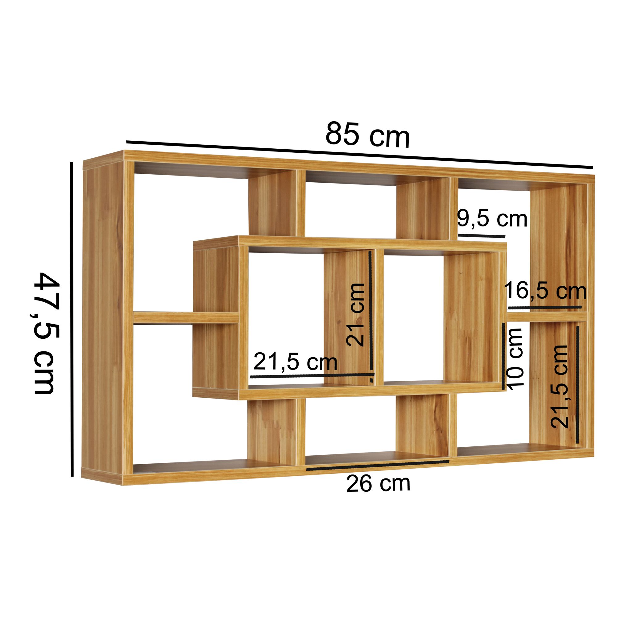 FineBuy Wandregal PAOLA 85 x 47,5 x 16 cm MDF-Holz Hängeregal modern, Design Wandboard freischwebend, Holzregal offen zum Hängen | Farbe: Grau