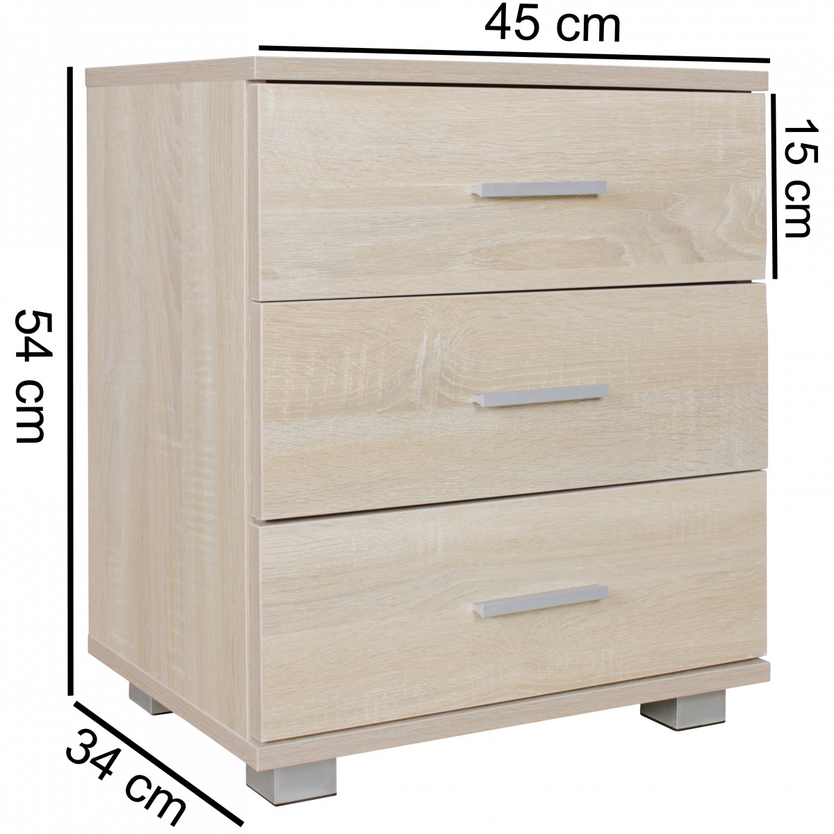 FineBuy Nachtkonsole LATINA mit 3 Schubladen in Holz Modern, B x H x T: 45 cm x 54 cm x 34 cm, Design Nachtkästchen mit Füßen, Nako - Nachttisch Kommode, Nachtschrank | Farbe: Schwarz FineBuy Nachtkonsole LATINA mit 3 Schubladen in Holz Modern, B x H x T: 45 cm x 54 cm x 34 cm, Design Nachtkästchen mit Füßen, Nako - Nachttisch Kommode, Nachtschrank | Farbe: Schwarz