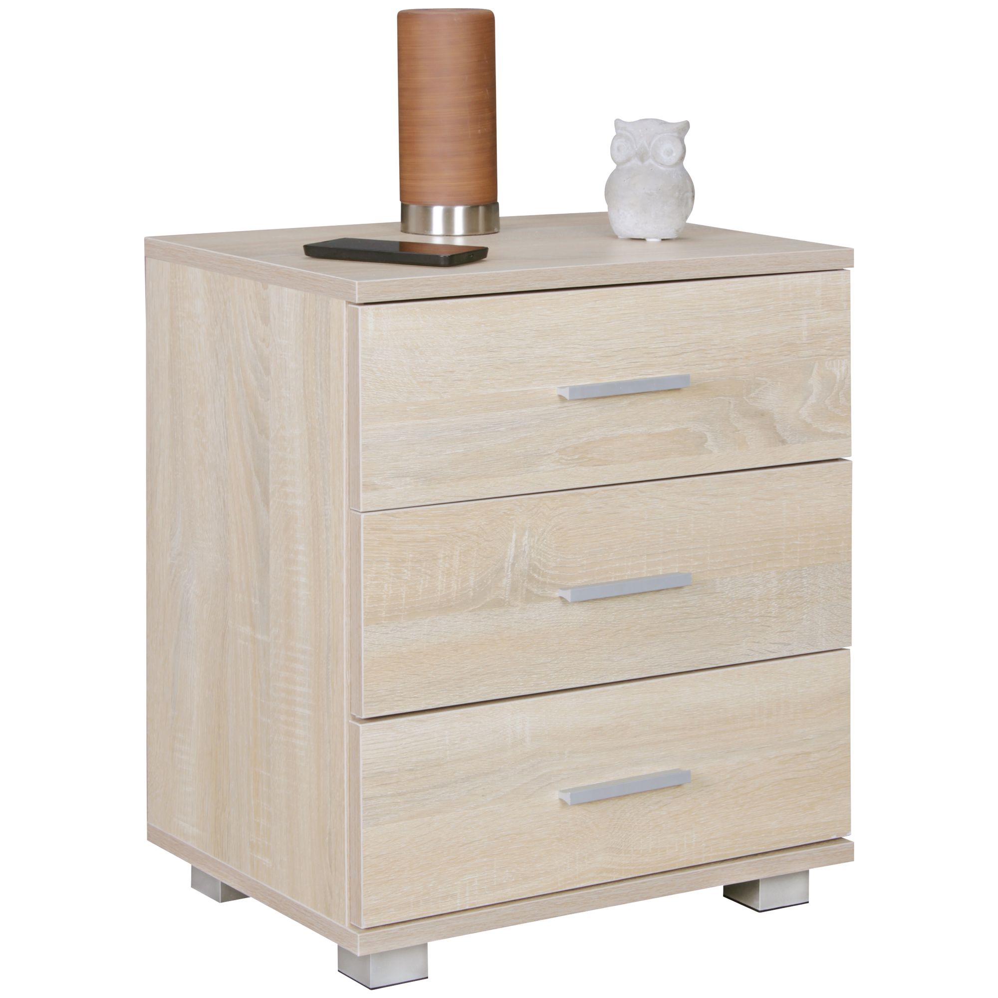 FineBuy Nachtkonsole LATINA mit 3 Schubladen in Holz Modern, B x H x T: 45 cm x 54 cm x 34 cm, Design Nachtkästchen mit Füßen, Nako - Nachttisch Kommode, Nachtschrank | Farbe: Schwarz FineBuy Nachtkonsole LATINA mit 3 Schubladen in Holz Modern, B x H x T: 45 cm x 54 cm x 34 cm, Design Nachtkästchen mit Füßen, Nako - Nachttisch Kommode, Nachtschrank | Farbe: Schwarz