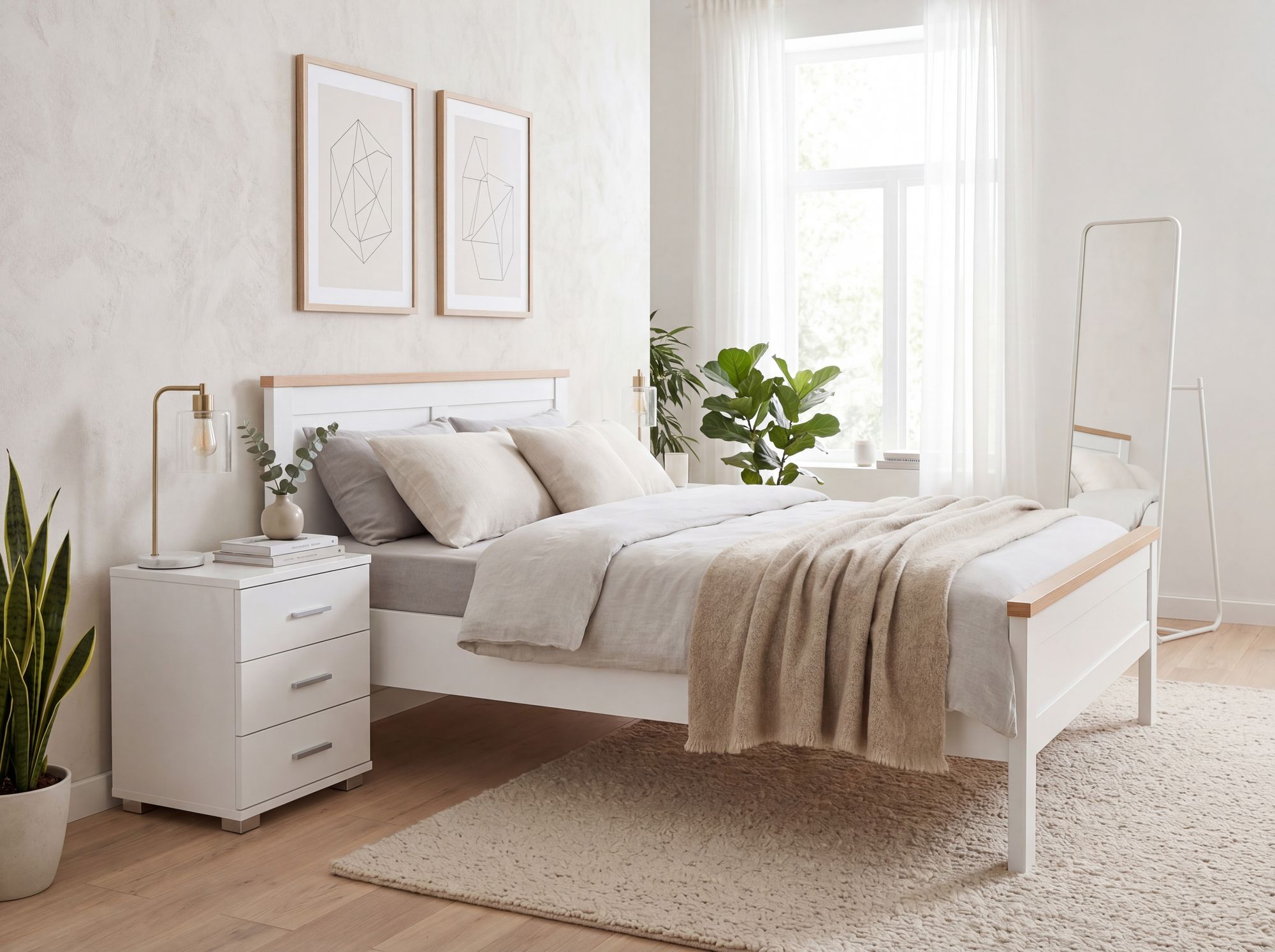Nachtkonsole Nachtschrank Holz Nachtkästchen Schlafzimmer Design Nachttisch – Ansicht 2