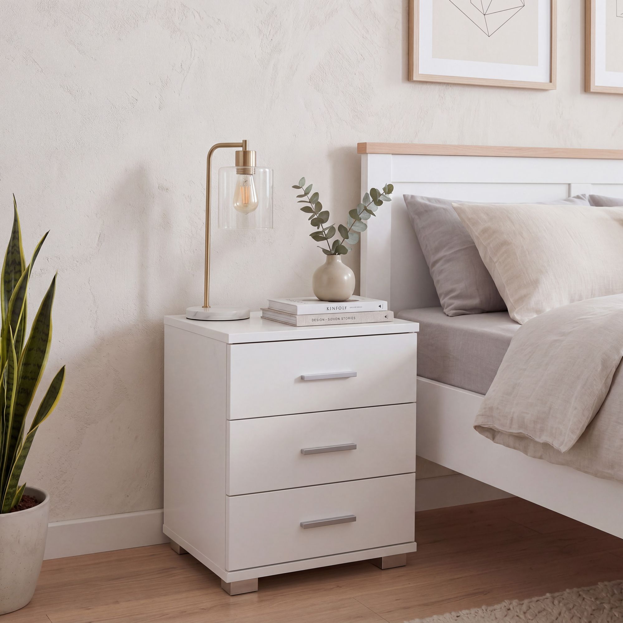 Nachtkonsole Nachtschrank Holz Nachtkästchen Schlafzimmer Design Nachttisch – Ansicht 1