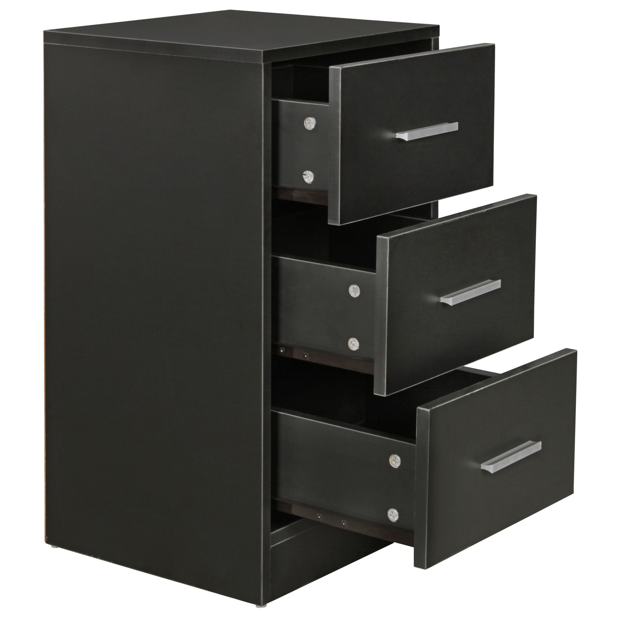 FineBuy Nachtkonsole Boxspringbett FOGGIA mit 3 Schubladen in Holz Modern, B x H x T: 37,5 x 68 x 35 cm, Design Nachtkästchen, Nako - Nachttisch Kommode, Nachtschrank | Farbe: Weiß