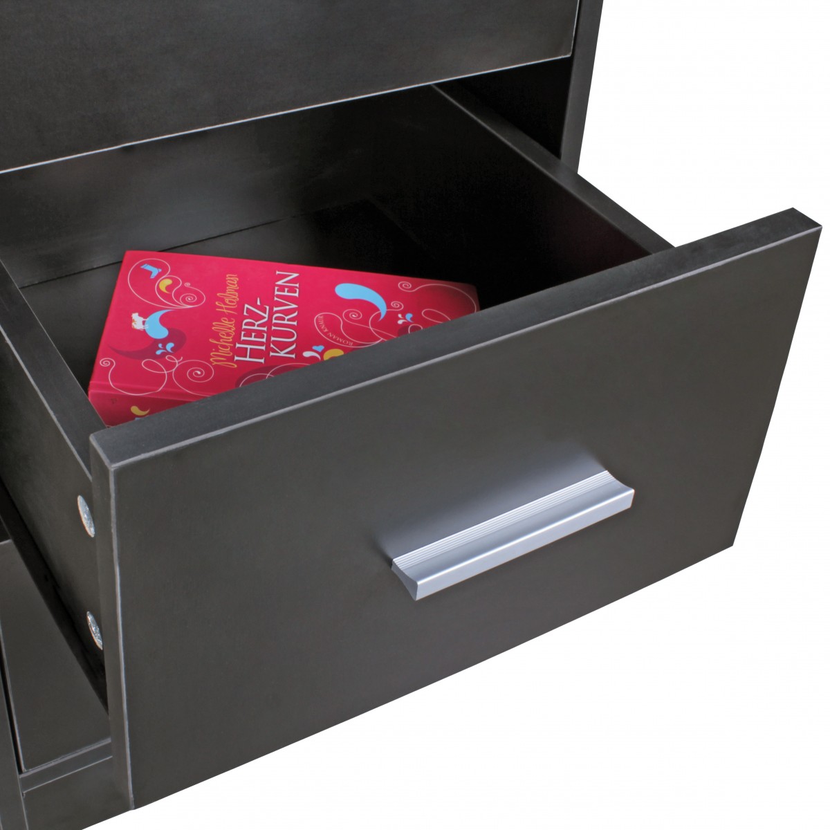 FineBuy Nachtkonsole Boxspringbett FOGGIA mit 3 Schubladen in Holz Modern, B x H x T: 37,5 x 68 x 35 cm, Design Nachtkästchen, Nako - Nachttisch Kommode, Nachtschrank | Farbe: Weiß