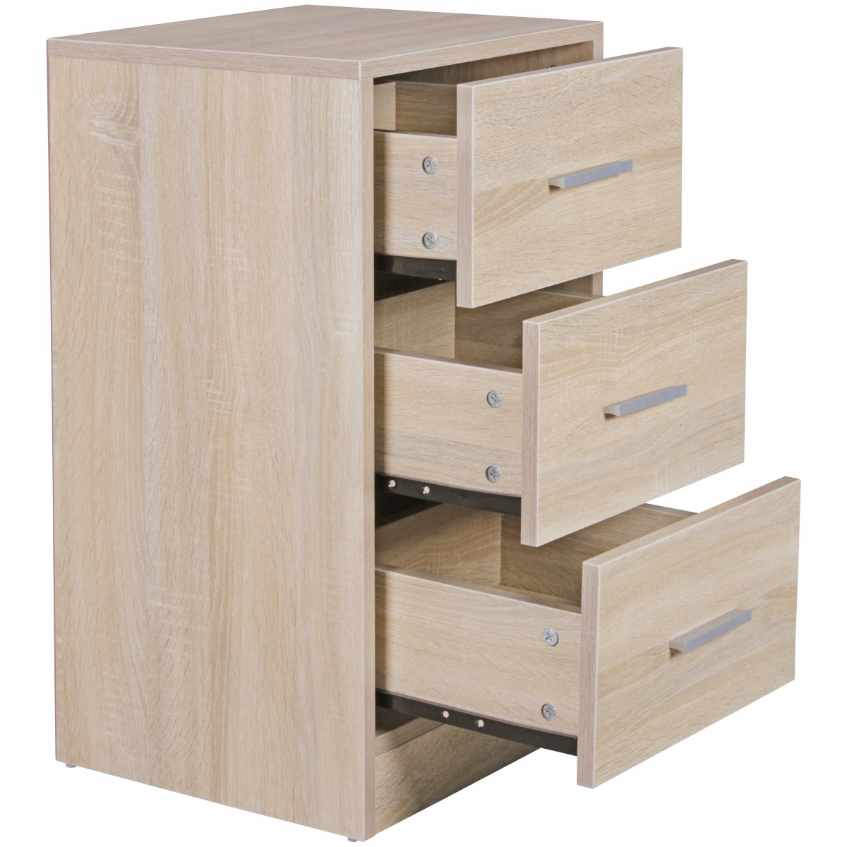 FineBuy Nachtkonsole Boxspringbett FOGGIA mit 3 Schubladen in Holz Modern, B x H x T: 37,5 x 68 x 35 cm, Design Nachtkästchen, Nako - Nachttisch Kommode, Nachtschrank | Farbe: Weiß
