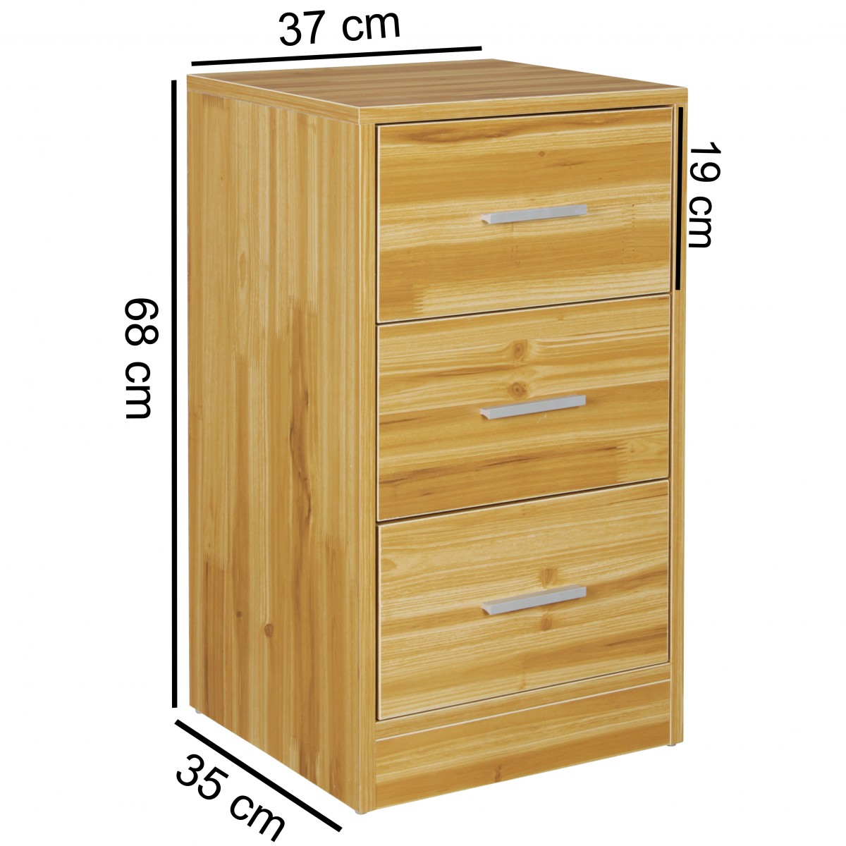 FineBuy Nachtkonsole Boxspringbett FOGGIA mit 3 Schubladen in Holz Modern, B x H x T: 37,5 x 68 x 35 cm, Design Nachtkästchen, Nako - Nachttisch Kommode, Nachtschrank | Farbe: Weiß