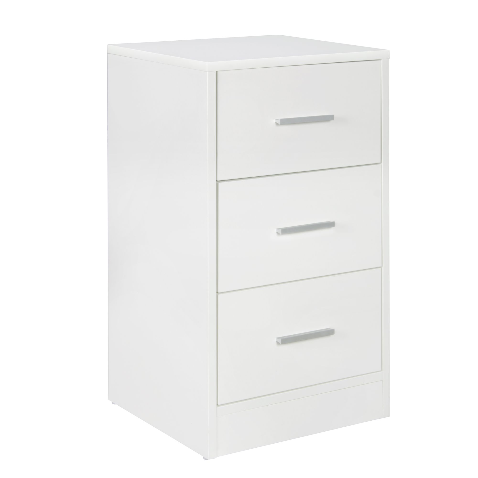 FineBuy Nachtkonsole Boxspringbett FOGGIA mit 3 Schubladen in Holz Modern, B x H x T: 37,5 x 68 x 35 cm, Design Nachtkästchen, Nako - Nachttisch Kommode, Nachtschrank | Farbe: Weiß