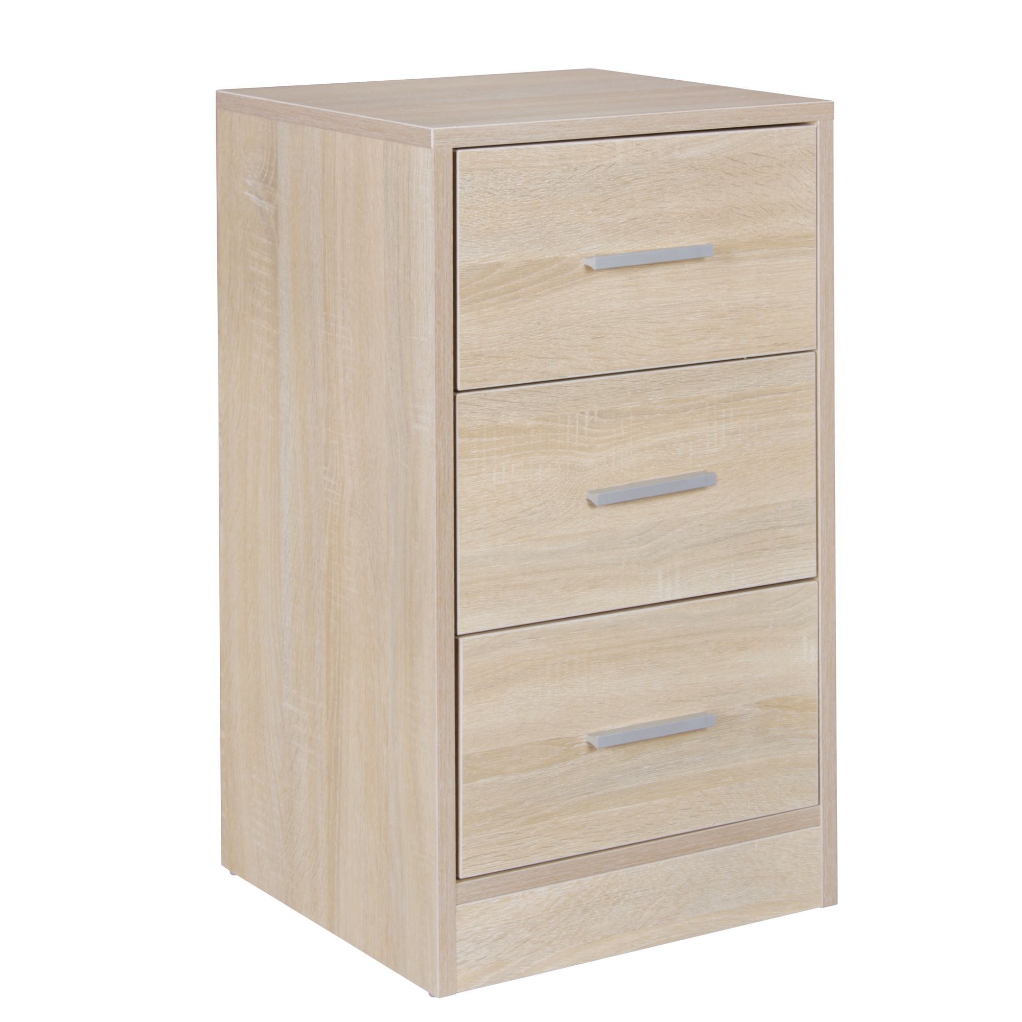 FineBuy Nachtkonsole Boxspringbett FOGGIA mit 3 Schubladen in Holz Modern, B x H x T: 37,5 x 68 x 35 cm, Design Nachtkästchen, Nako - Nachttisch Kommode, Nachtschrank | Farbe: Weiß
