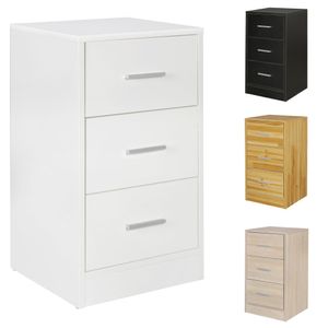 FineBuy Nachtkonsole Boxspringbett FOGGIA mit 3 Schubladen in Holz Modern, B x H x T: 37,5 x 68 x 35 cm, Design Nachtkästchen, Nako - Nachttisch Kommode, Nachtschrank 11636