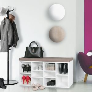 SV45814 FineBuy Schuhbank für 10 Paar Schuhe & Stiefel 103,5 x 53 x 30 cm |Schuhschrank mit Sitzbank & Sitzkissen abnehmbar, Flur Schuhregal mit Bank, Kleine Holz Kommode Garderobe Aufbewahrung Schuhe Diele 11734