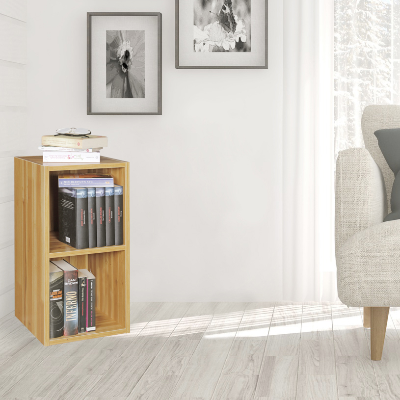 FineBuy Standregal Holz 30x60x30 cm Modern Regal Klein, Wandregal Ablageregal Schmal, Kleines Bücherregal 2 Ablagefächer, Schmales Design Holzregal Nischenregal | Farbe: Schwarz