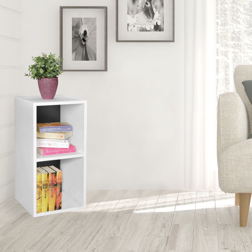 FineBuy Standregal Holz 30x60x30 cm Modern Regal Klein, Wandregal Ablageregal Schmal, Kleines Bücherregal 2 Ablagefächer, Schmales Design Holzregal Nischenregal | Farbe: Schwarz