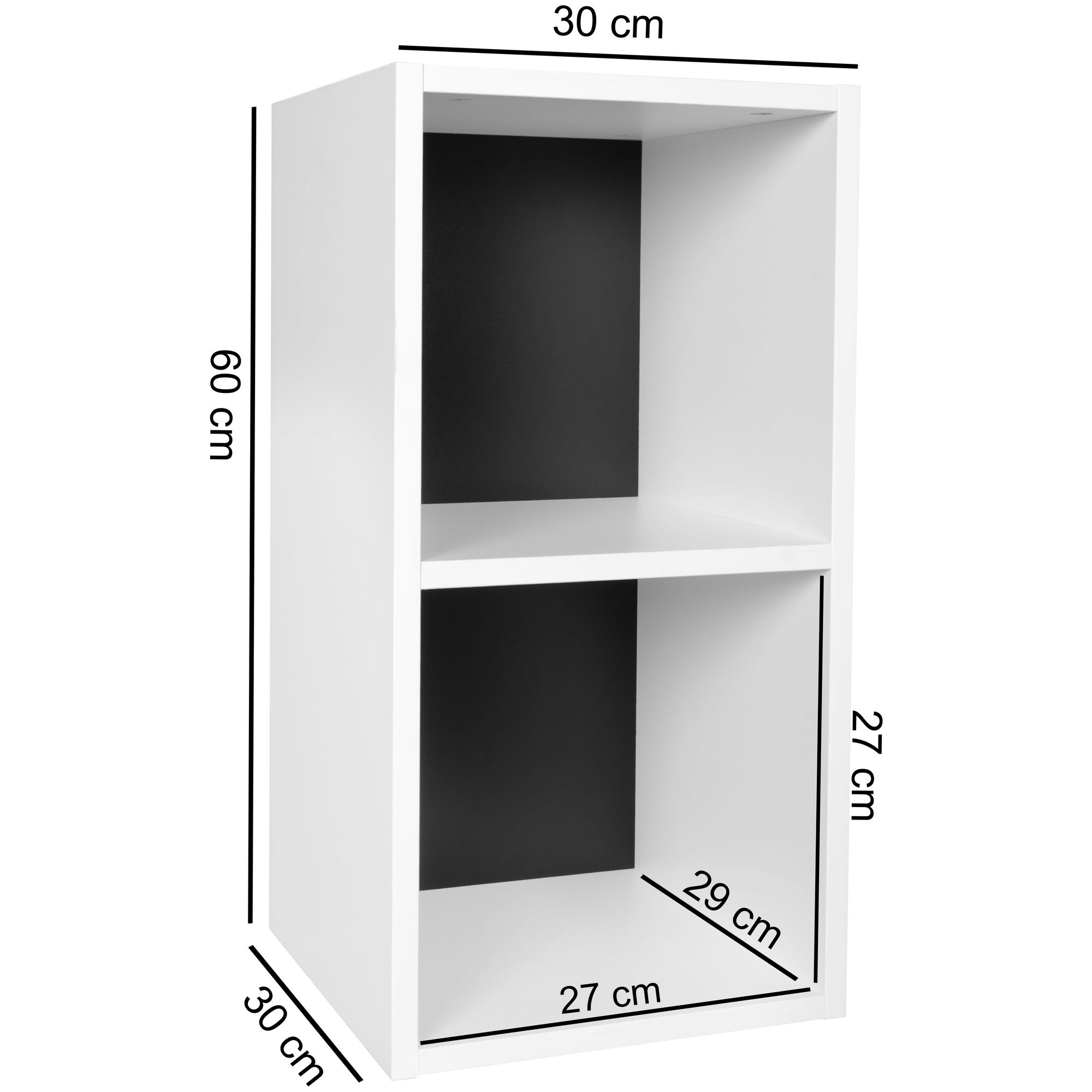FineBuy Standregal Holz 30x60x30 cm Modern Regal Klein, Wandregal Ablageregal Schmal, Kleines Bücherregal 2 Ablagefächer, Schmales Design Holzregal Nischenregal | Farbe: Schwarz