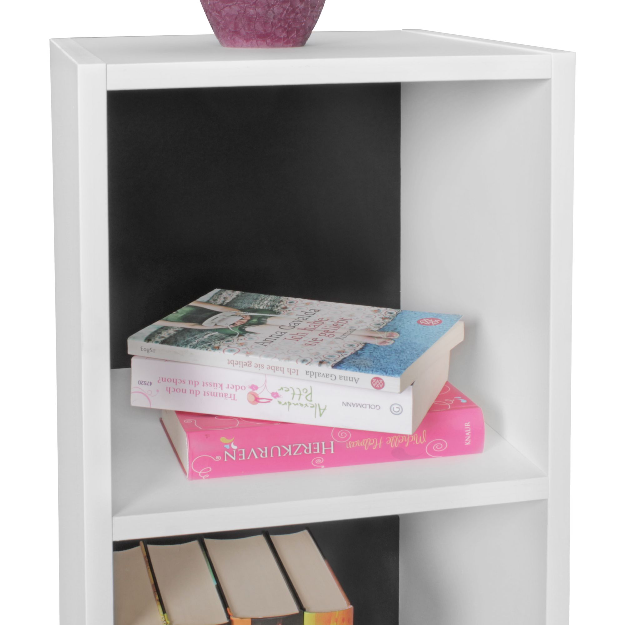 FineBuy Standregal Holz 30x60x30 cm Modern Regal Klein, Wandregal Ablageregal Schmal, Kleines Bücherregal 2 Ablagefächer, Schmales Design Holzregal Nischenregal | Farbe: Schwarz