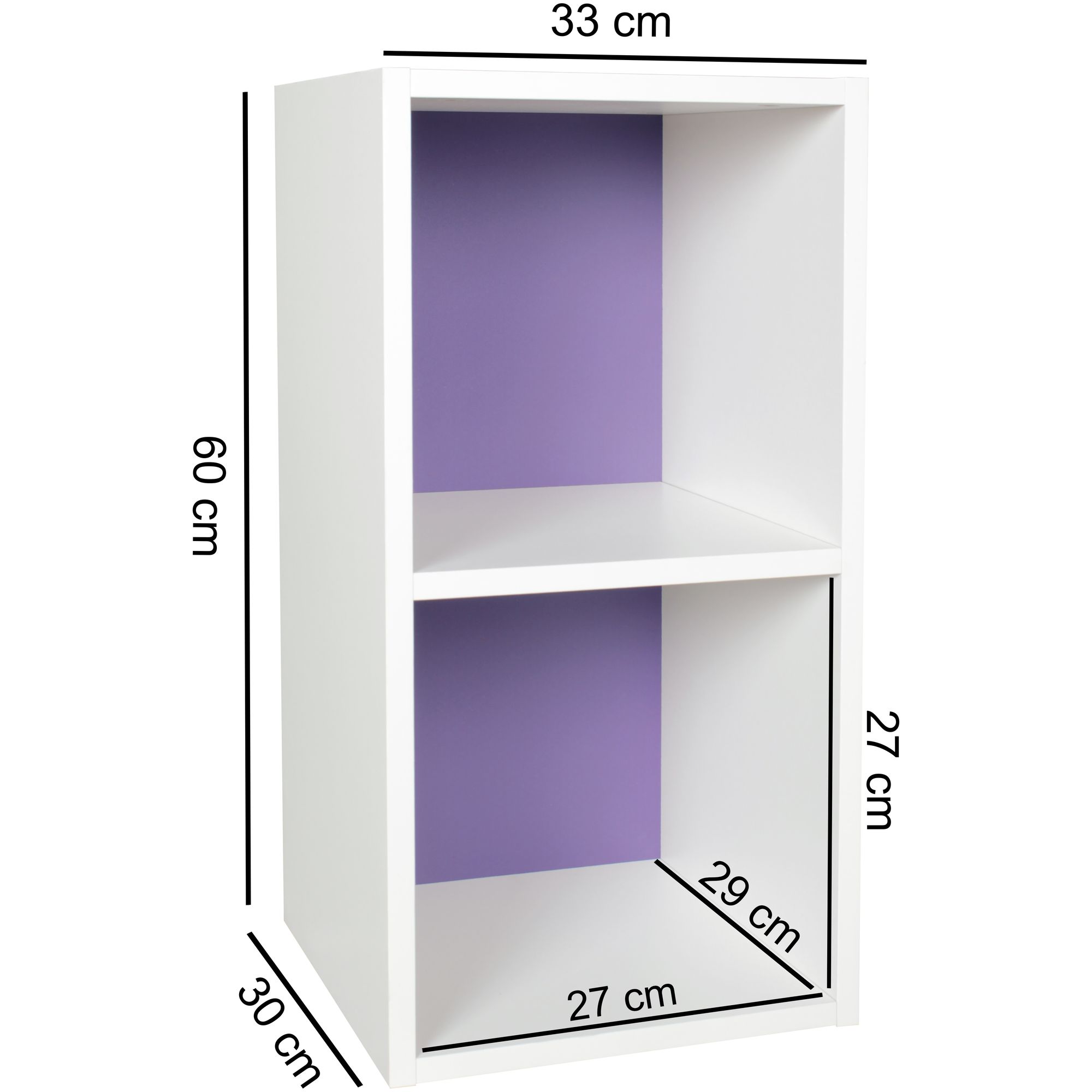 FineBuy Standregal Holz 30x60x30 cm Modern Regal Klein, Wandregal Ablageregal Schmal, Kleines Bücherregal 2 Ablagefächer, Schmales Design Holzregal Nischenregal | Farbe: Schwarz
