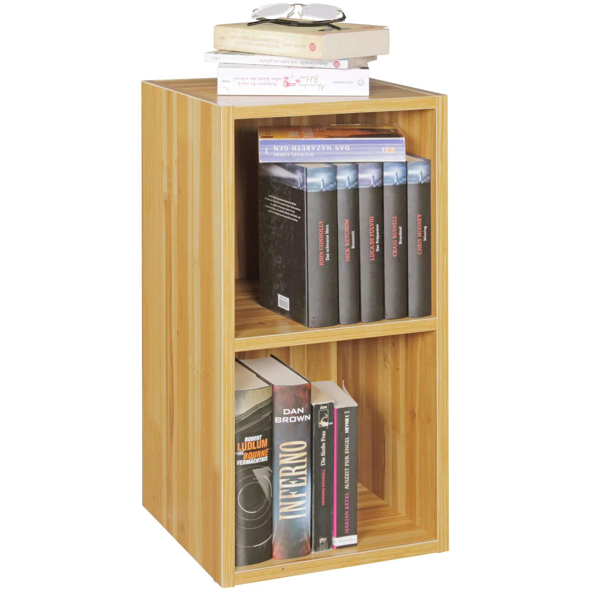 FineBuy Standregal Holz 30x60x30 cm Modern Regal Klein, Wandregal Ablageregal Schmal, Kleines Bücherregal 2 Ablagefächer, Schmales Design Holzregal Nischenregal | Farbe: Schwarz