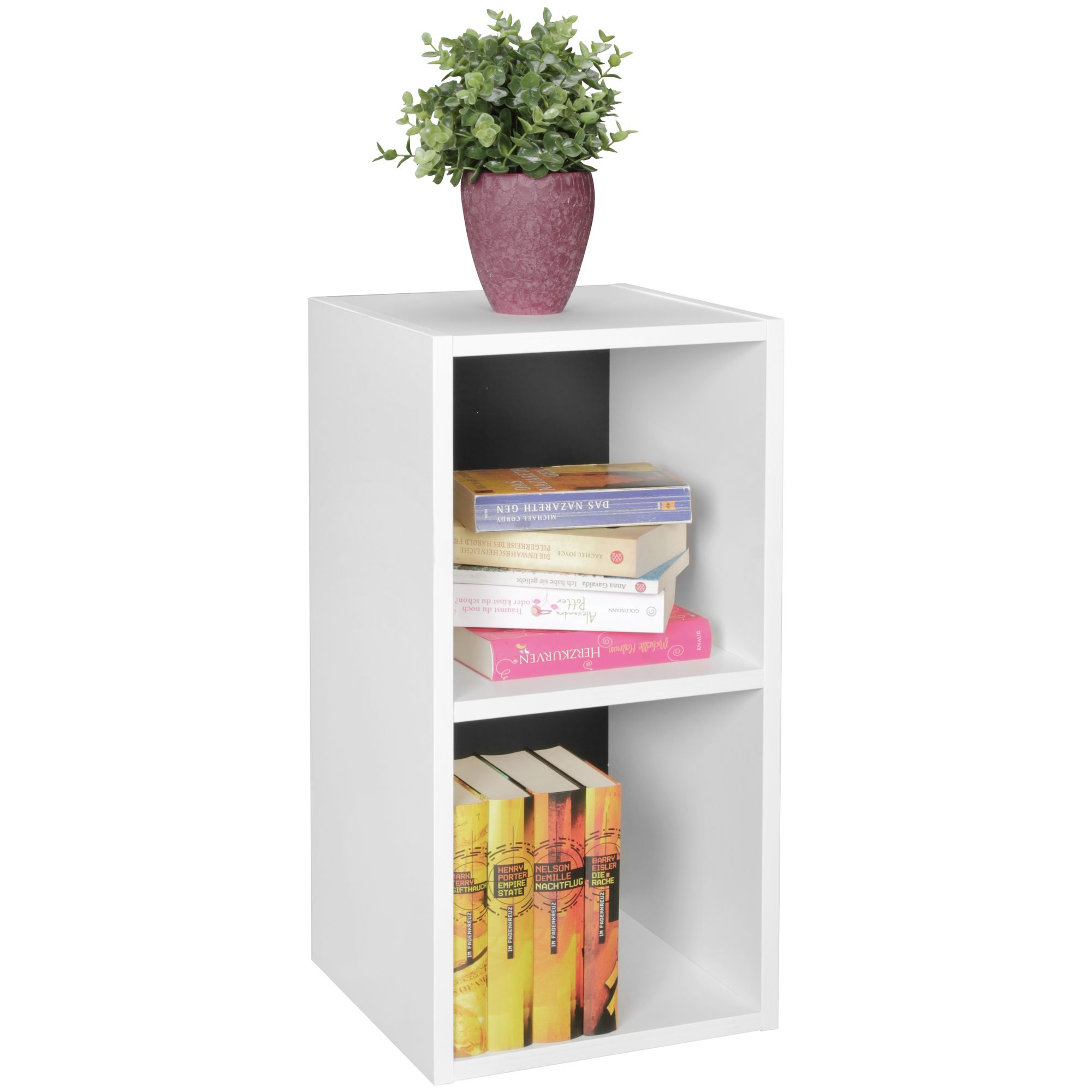 FineBuy Standregal Holz 30x60x30 cm Modern Regal Klein, Wandregal Ablageregal Schmal, Kleines Bücherregal 2 Ablagefächer, Schmales Design Holzregal Nischenregal | Farbe: Schwarz