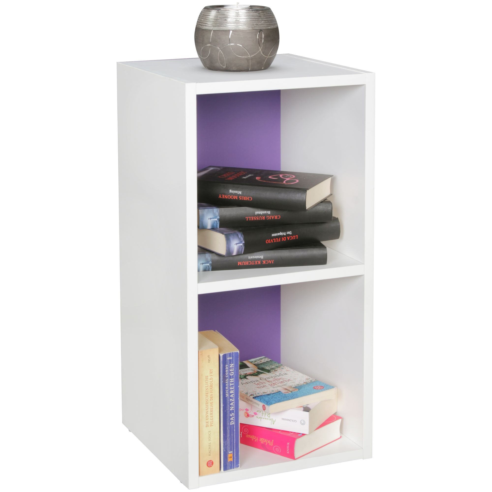 FineBuy Standregal Holz 30x60x30 cm Modern Regal Klein, Wandregal Ablageregal Schmal, Kleines Bücherregal 2 Ablagefächer, Schmales Design Holzregal Nischenregal | Farbe: Schwarz