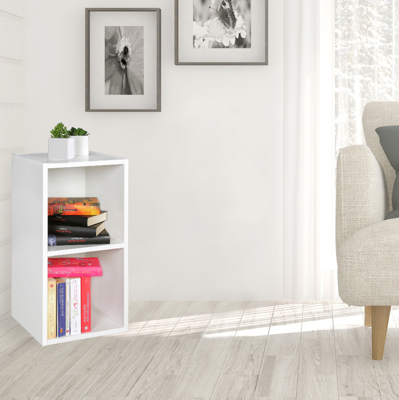 FineBuy Standregal Holz 30x60x30 cm Modern Regal Klein, Wandregal Ablageregal Schmal, Kleines Bücherregal 2 Ablagefächer, Schmales Design Holzregal Nischenregal | Farbe: Schwarz