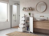 Badschrank Landhaus Badezimmerschrank weiß Schubladen Tür Beistellschrank – Ansicht 2