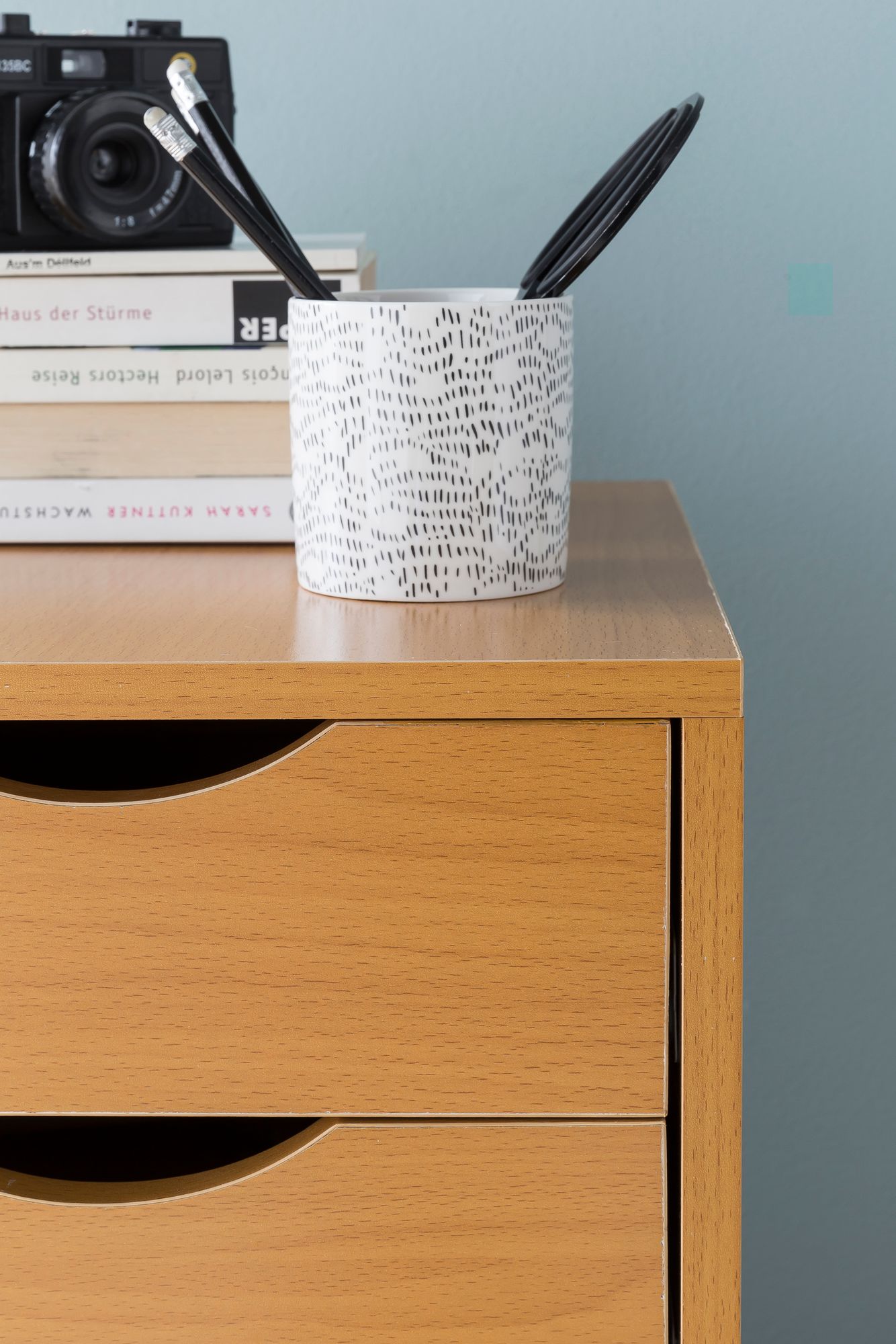 FineBuy Kinder Rollcontainer 33 x 64 x 38 cm Holz 5 Schubladen, Moderner Schubladencontainer mit Rollen, Standcontainer Bürocontainer, Rollwagen Kinderzimmer, Container Aufbewahrungsschrank | Farbe: Braun